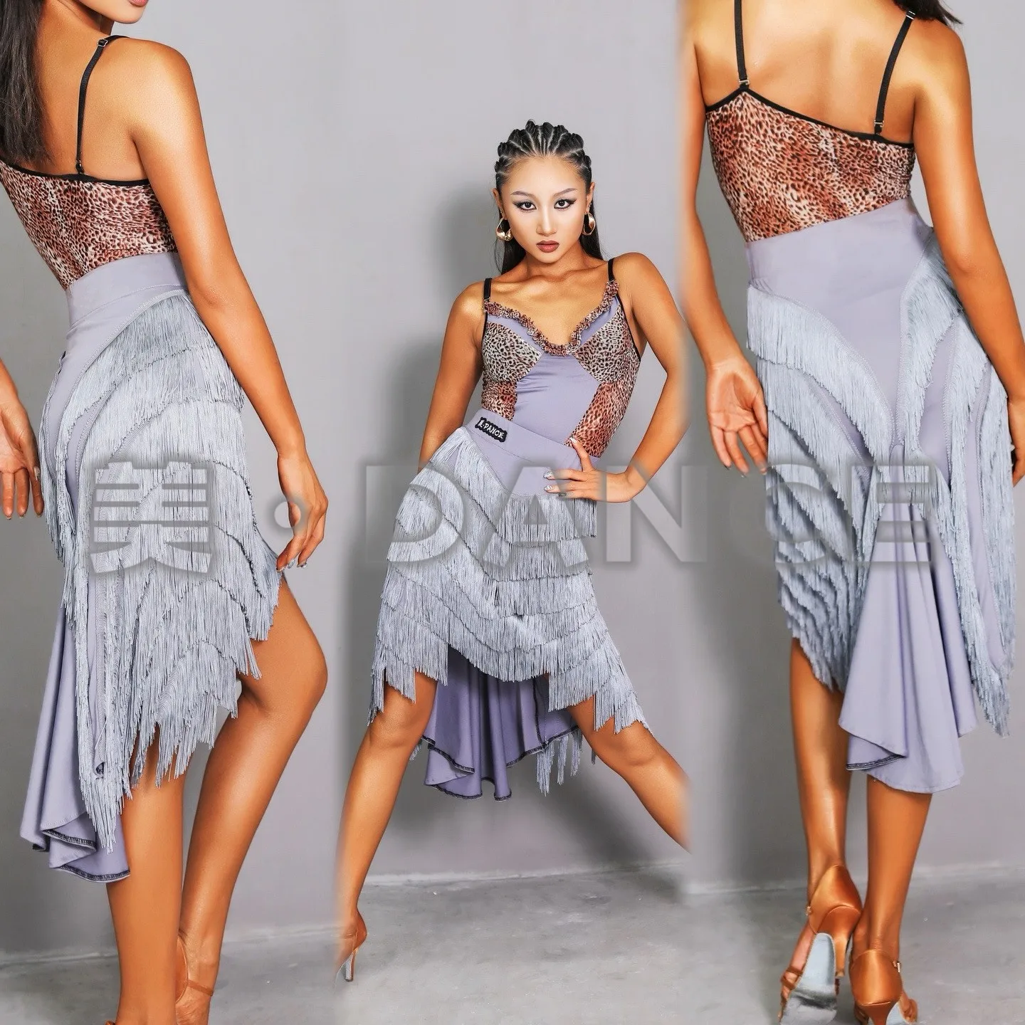 2025 Nuovi costumi di performance di danza latina per le donne Mezza gonna lunga con nappa con canotta Top Abiti Abbigliamento latino per adulti DQS20078