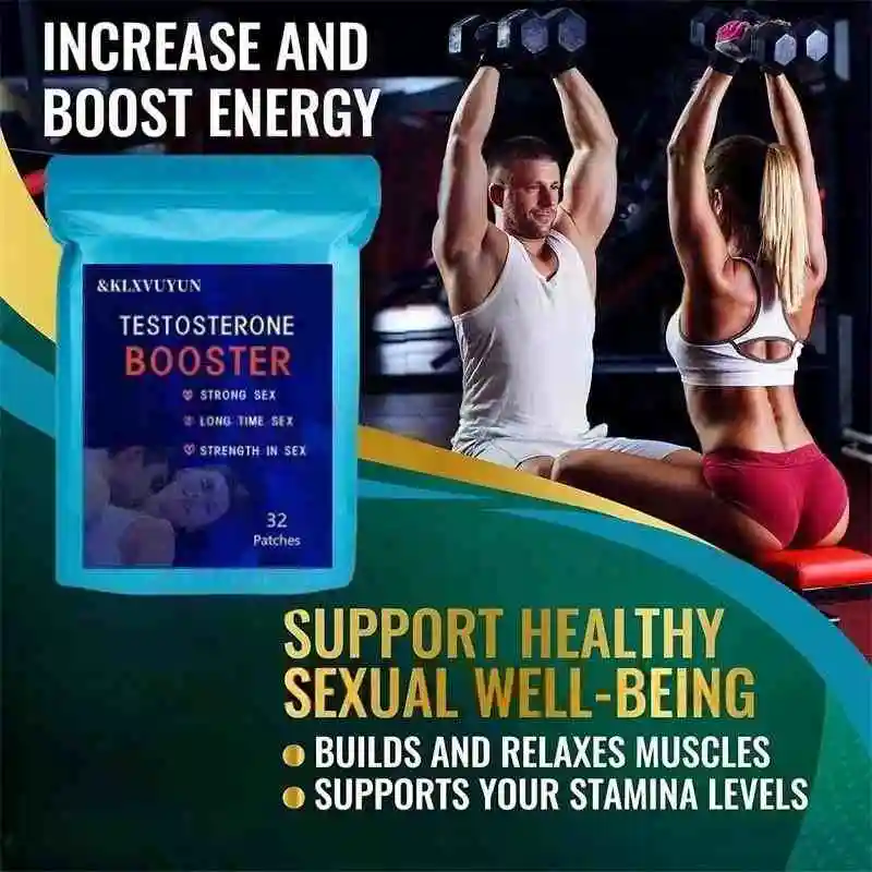 Testosterone Booster untuk pria dengan rumput kambing Horny, patch akar Maca Transdermal, kekuatan Stamina energi 32 Patch