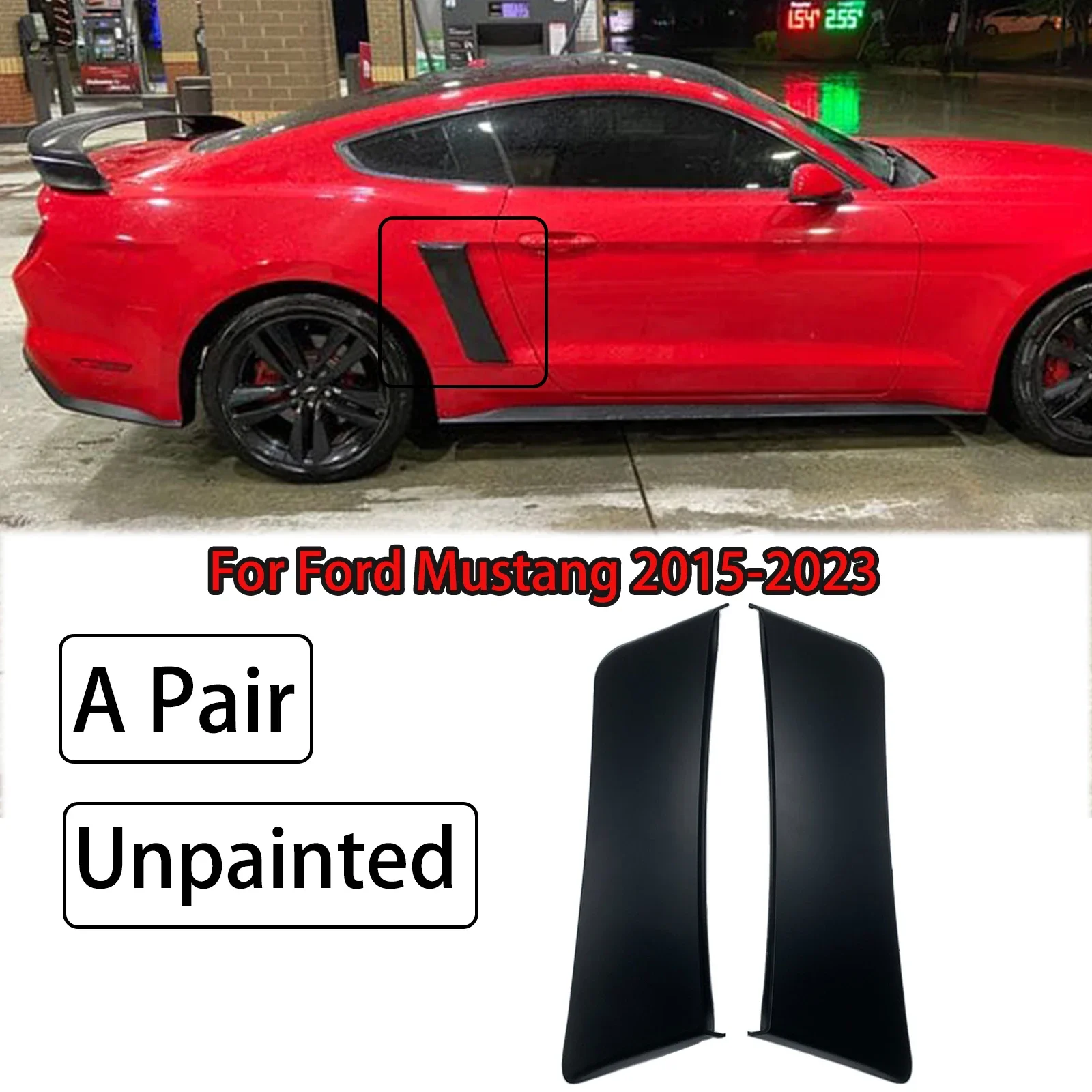 Rear Fender Side Scoop For Ford Mustang 2015-2023 Car Door Cover Trim Auto Accessory Unpainted Matte Black