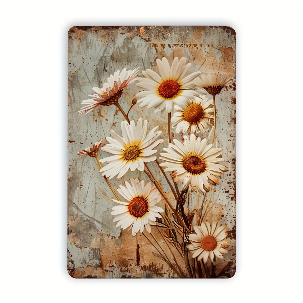 Vintage Daisy Metal Tin Sign - Rustic Wall Art with Realistic Floral Design, Perfect for Indoor & Outdoor Decor in Home, Cafe,
