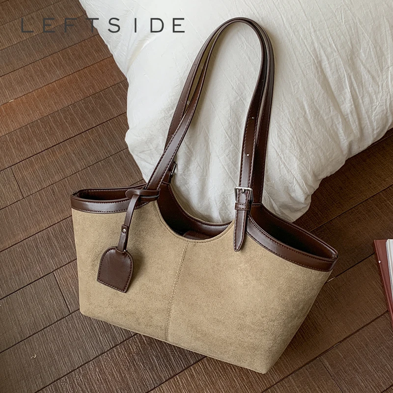

LEFTSIDE Women's High Capacity PU Leather Shoulder Bag 2025 Winter New = Luxury Tote Bag Luxury Brand Designer Handbags