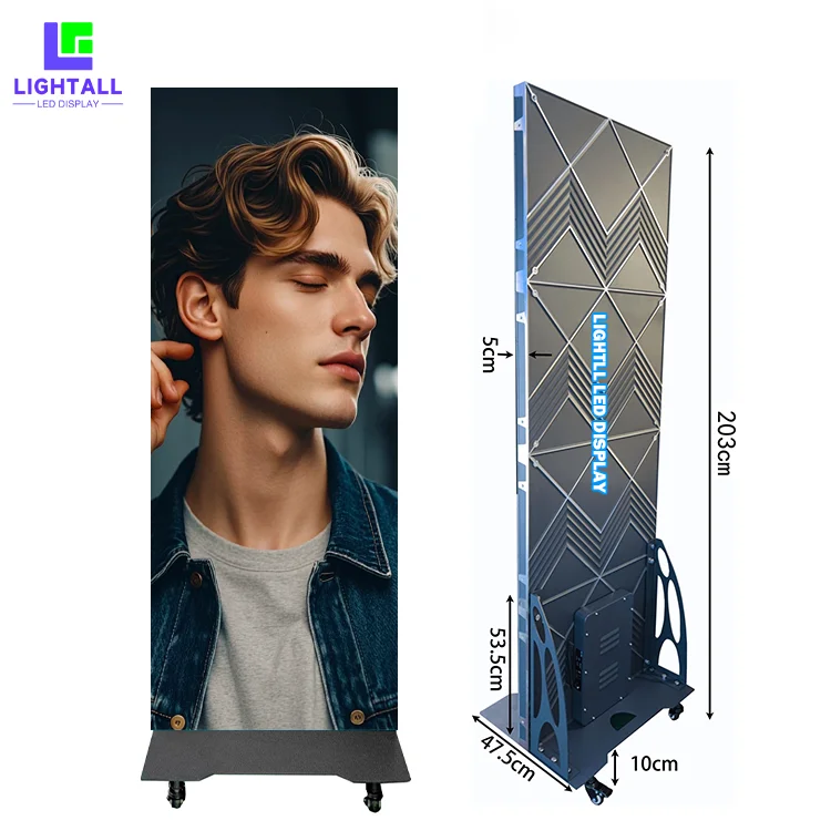 2025 New Led Poster 640x1920mm Screen P1.2 P1.5 P1.8 P2 P2.5  Flooring Standing LED Folding Advertising Machine Led Display