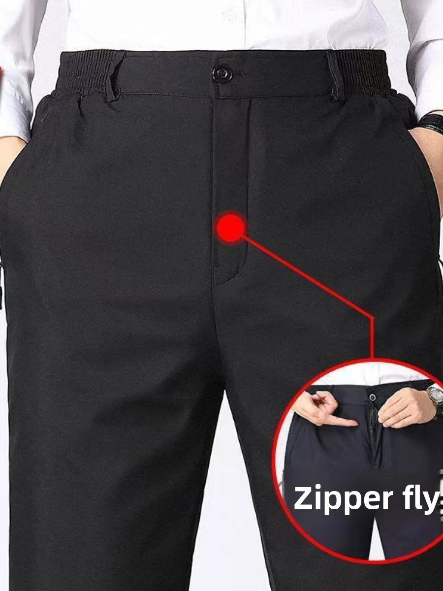 

Men's Thiened Fce Lined Cotton Pants Winter Warm Loose Fit Trousers High Waist Deep Crotch Long Trousers for ly