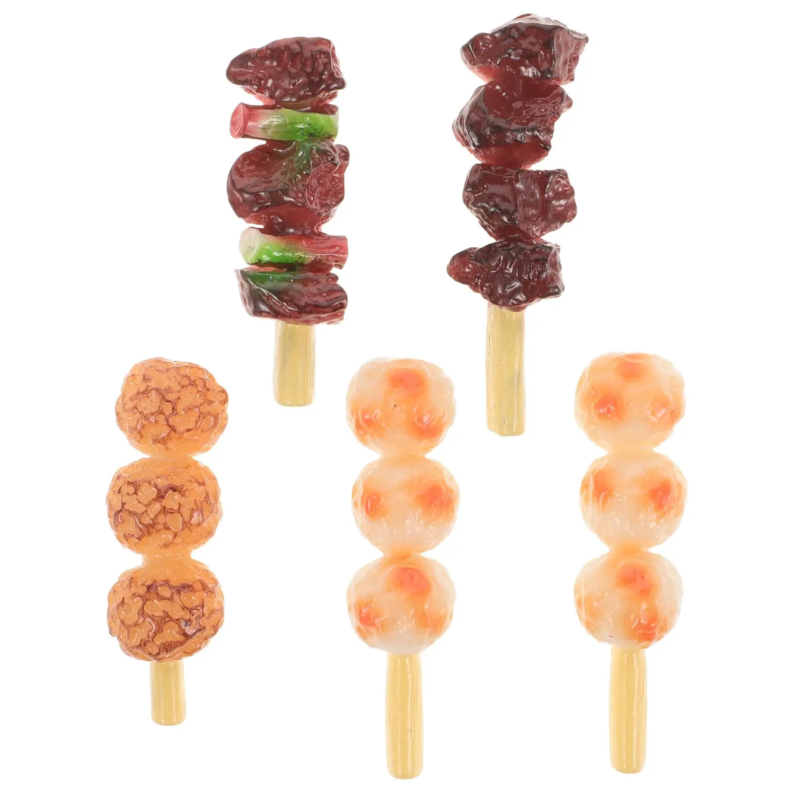 5 Pcs Simulation Barbecue Skewers Play Food Pretend Kitchen Accessories Meat Hamburger Shop Toy Mini Toys