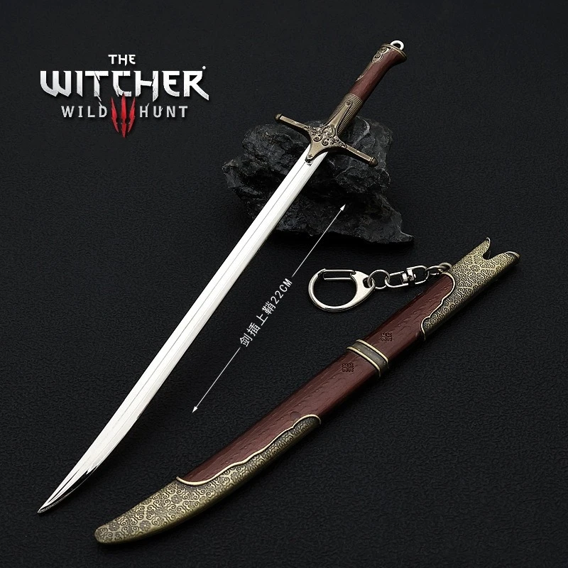 The Witcher 3 Game Peripheral Weapon Model Alice Sword Full Metal Sheath Cosplay Weapon Static Craft Keychain Model Ornament