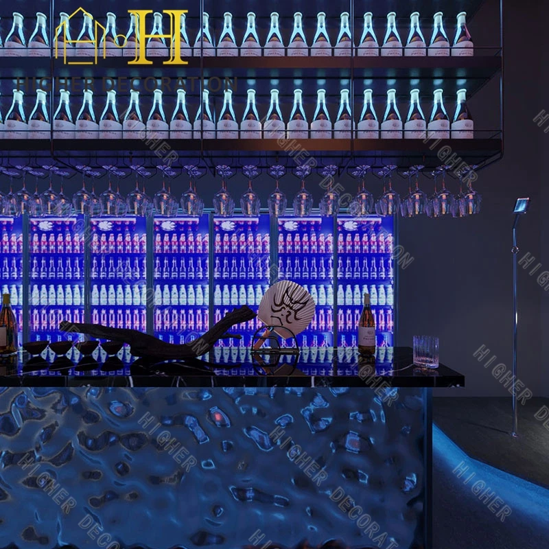 Bar Furniture Sets,Fashionable Acrylic Night Club Accessories Custom Colored Glass Bar Furniture Set Nightclub Lights Ceiling Fo