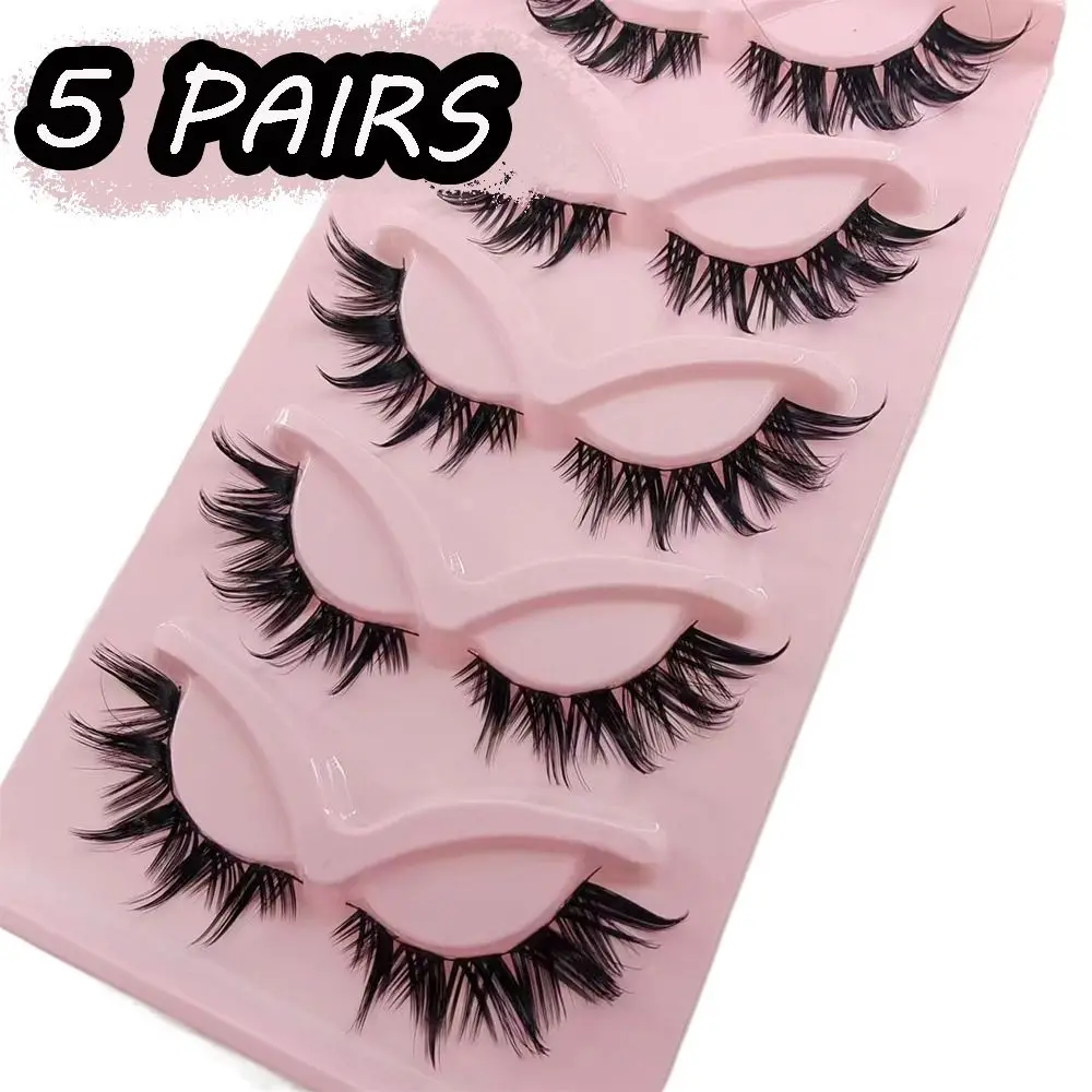 New 3D Faux Mink Manga Lashes Natural Dramatic Cat Eye Eyelashes End Eye Elongated Black Band Mink Lashes Eyelash Extension