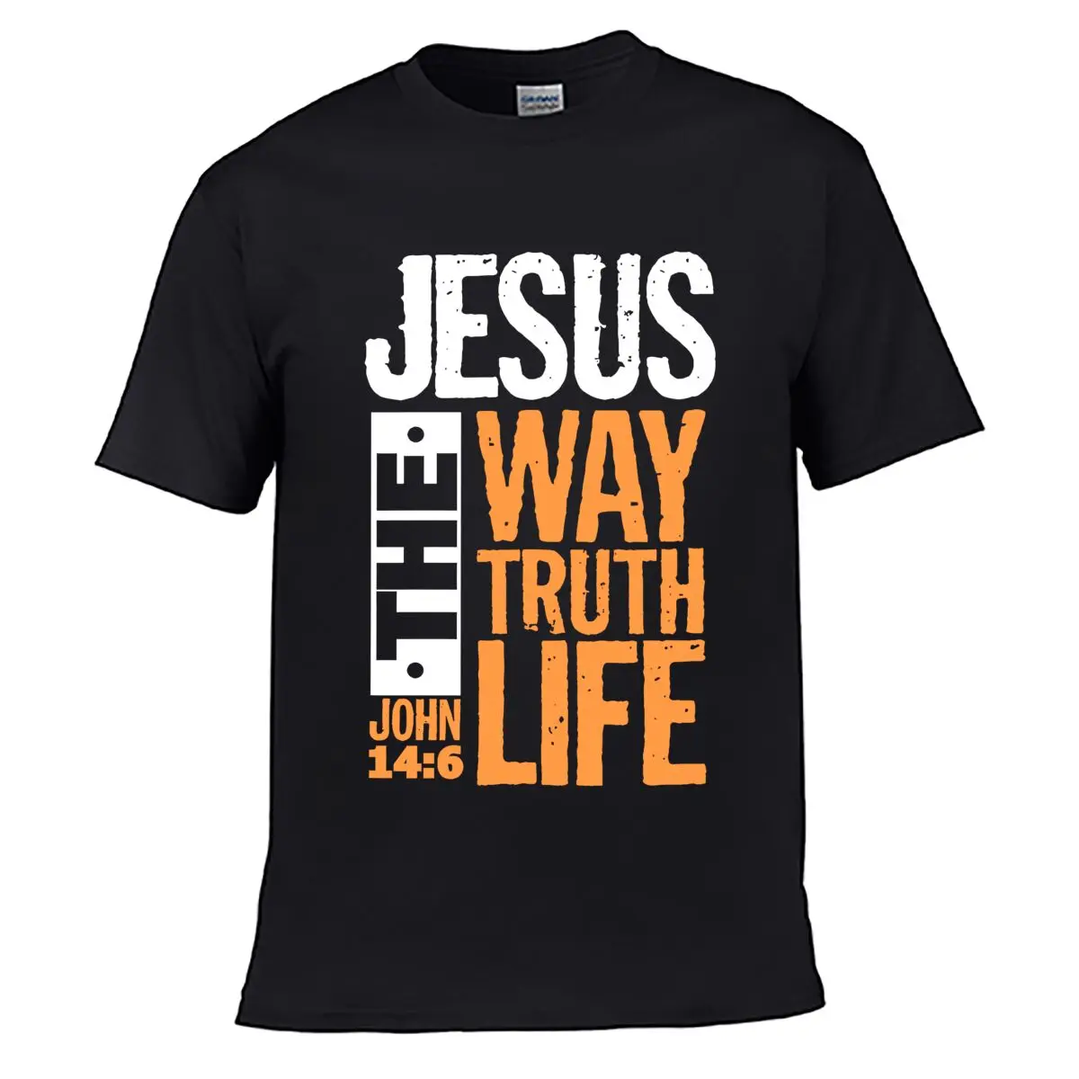 Way Truth Life John 146 Faith Street Distressed Washed Loose Simple Tee