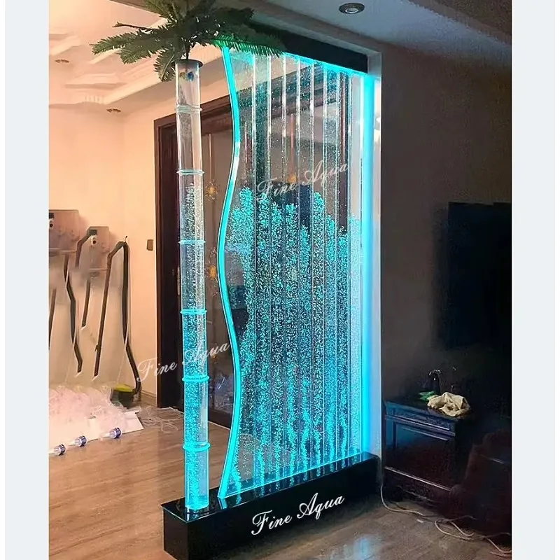 S Shape Acrylic Water Bubble Wall with Changeable Colors Led Light Room Divider
