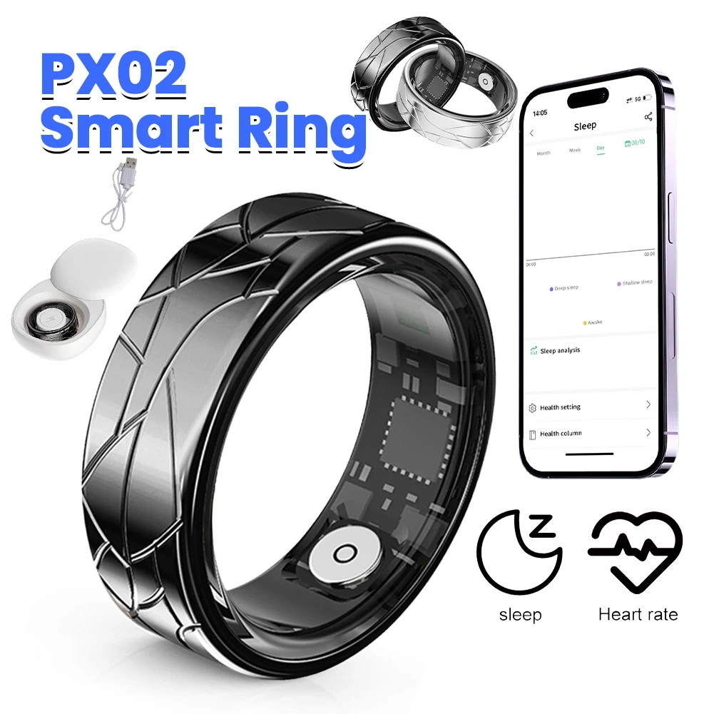 Smart Ring Activity Tracker Ring For Men Women Health Monitoring Heart Rate/Blood Oxygen/Sleep IP68 Waterproof Gesture Control