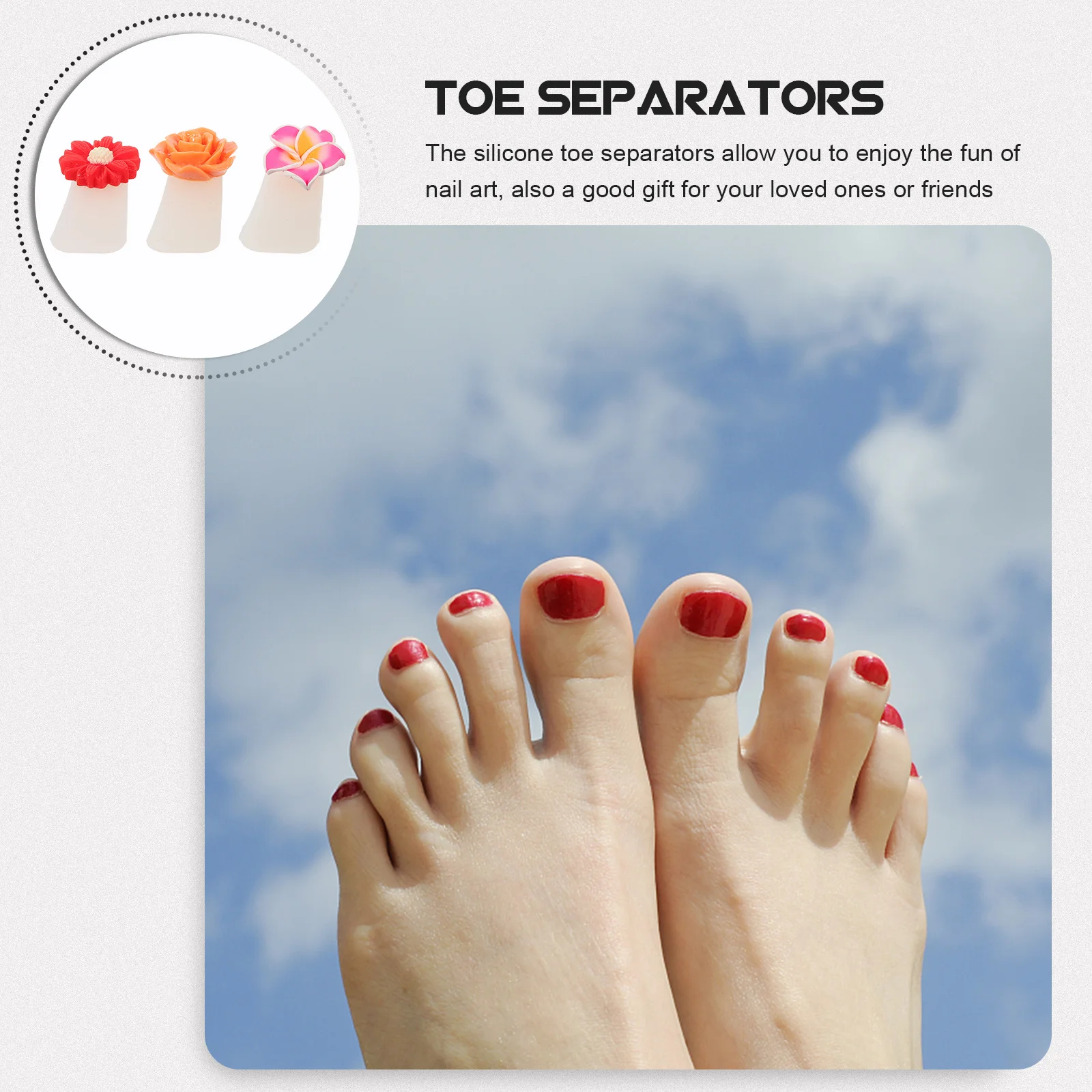 24Pcs Flower Silicone Toe Separators Reusable Pedicure Nail Polish Toe Dividers for Women Easy Use Nail Supplies