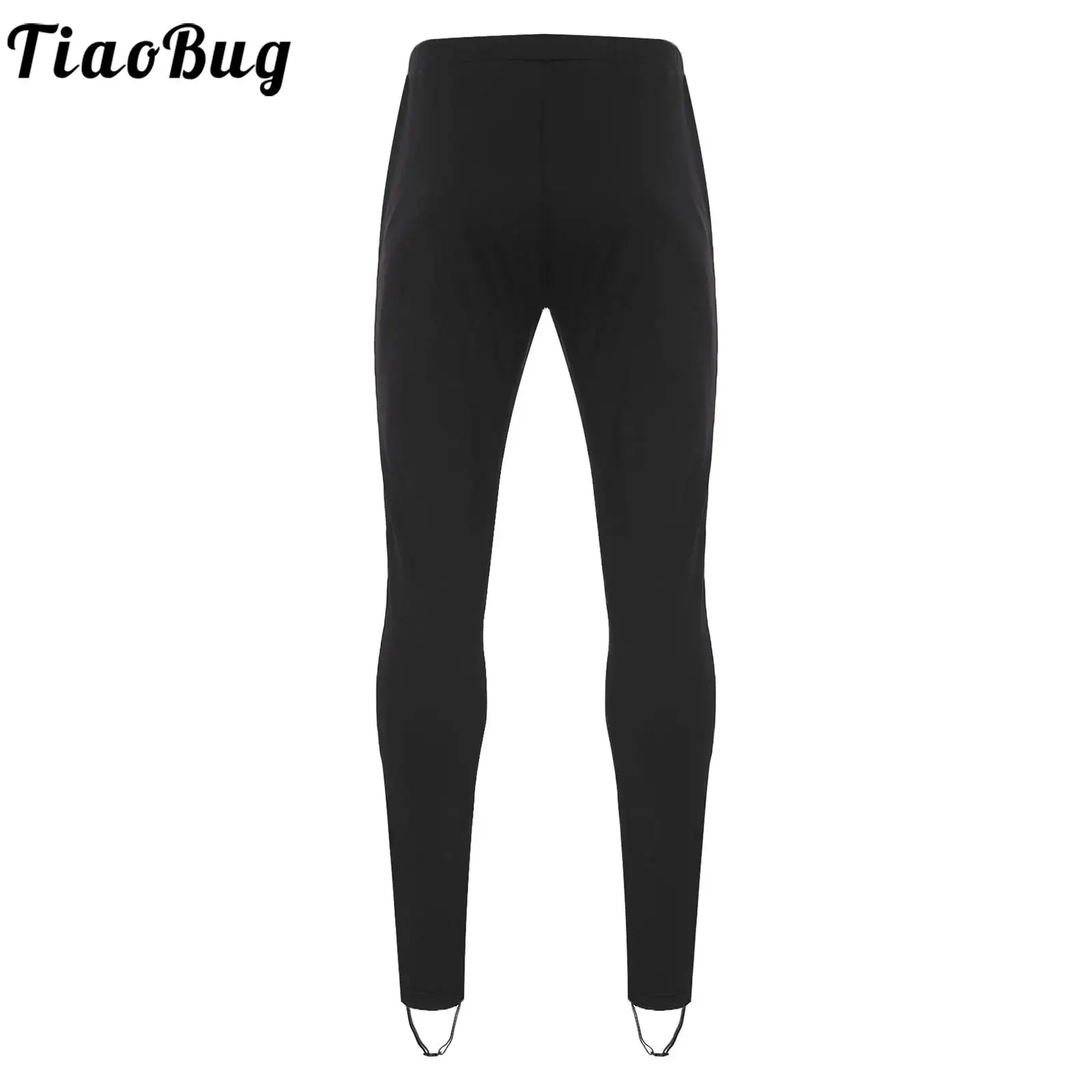 

Men Figure Skating Stirrups Pants Elastic Waistband Buckled Stirrup Straight Leggings Dance Costume for Ballet Gymnastics