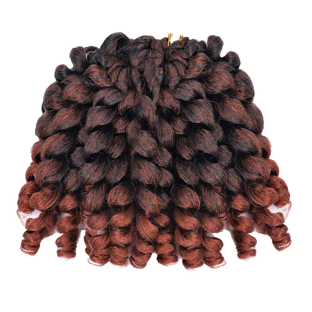 Luoyudu  8Inch Curly Jumpy Wand Curl Jamaican Bounce Synthetic Braiding Hair Extensions Afro Crochet Braid Hair For Black Women