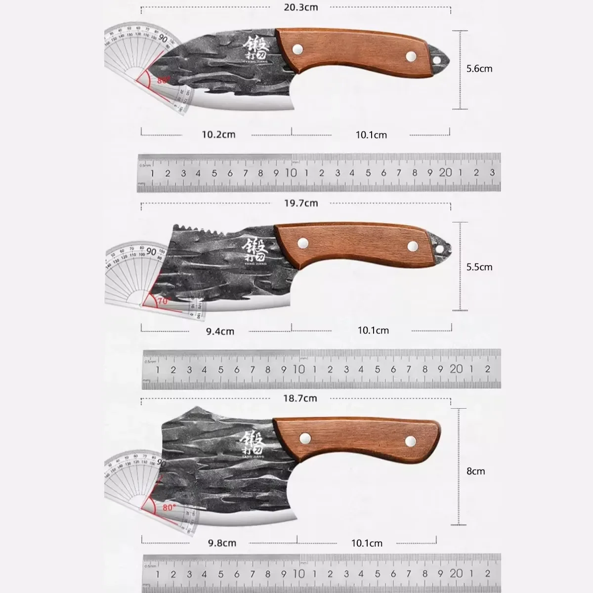 1/3PCS Forged Mini Kitchen Knife with Wooden Handle Multifunctional Slicer Suitable for Fish Scaling Meat Fruit Cutting for Home