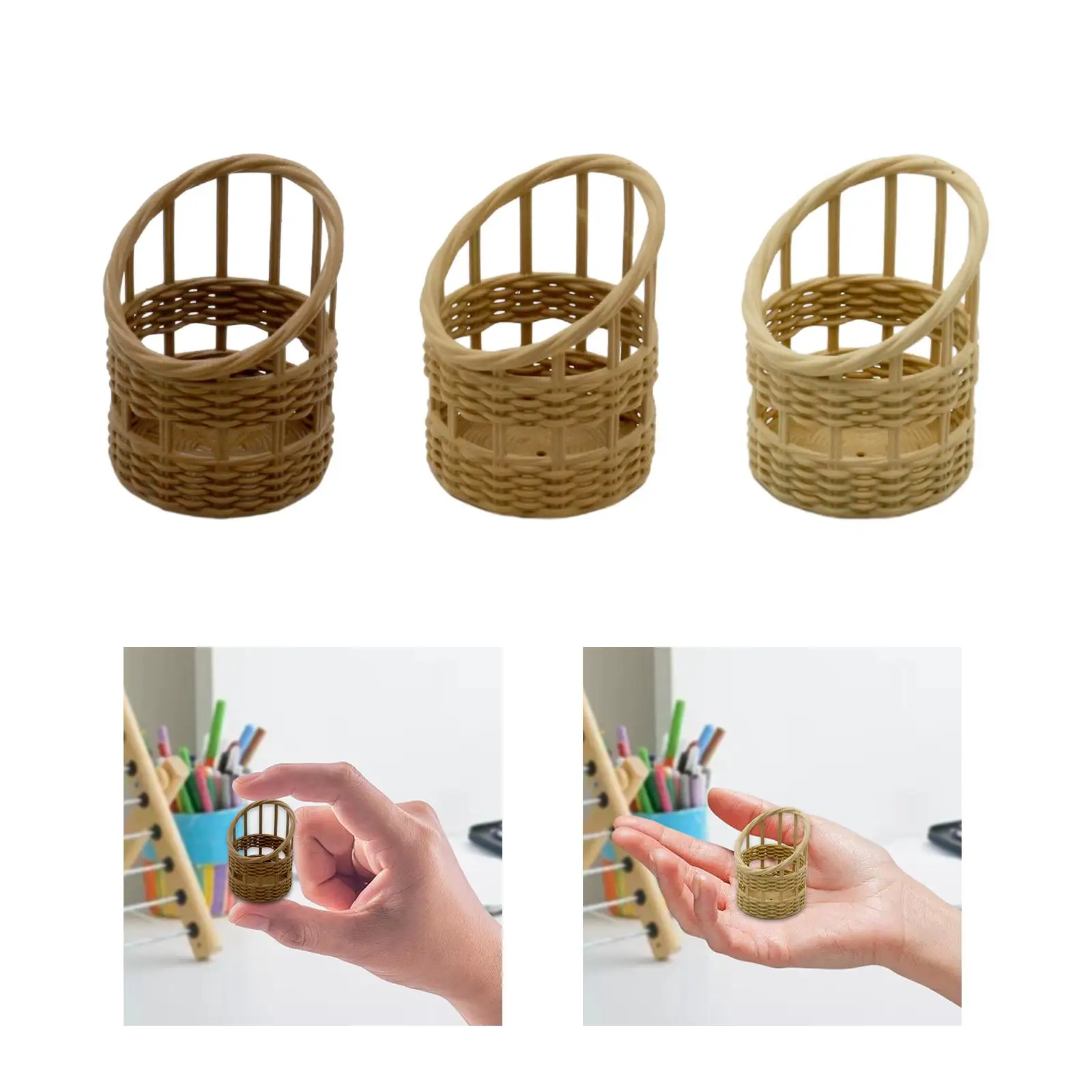 Dollhouse Woven Basket Model 1/6 1/8 Miniature Storage Basket Micro Landscape Decor Dollhouse Accessories for Boys Children