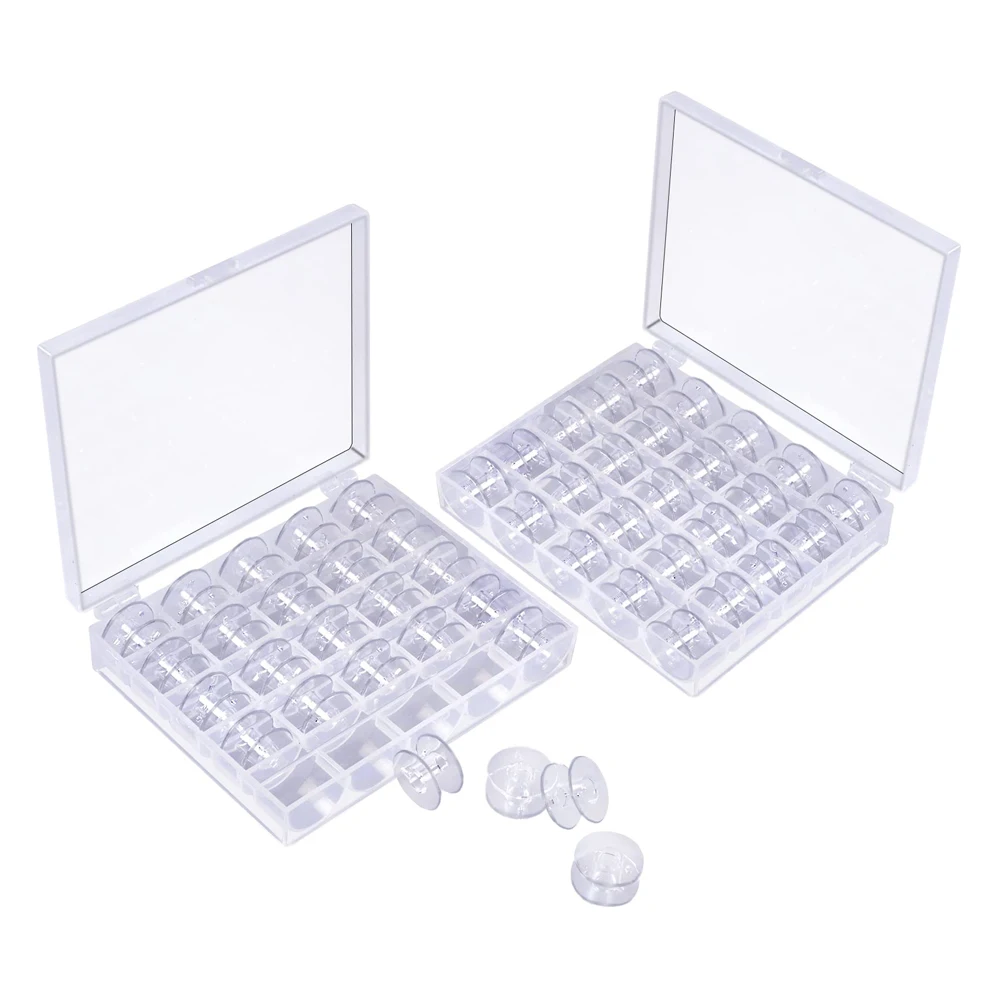 

50Pcs Clear Sewing Machine Bobbins Spools Empty Bobbins Spools Plastic Storage Box For Household DIY Sewing Accessories Tools