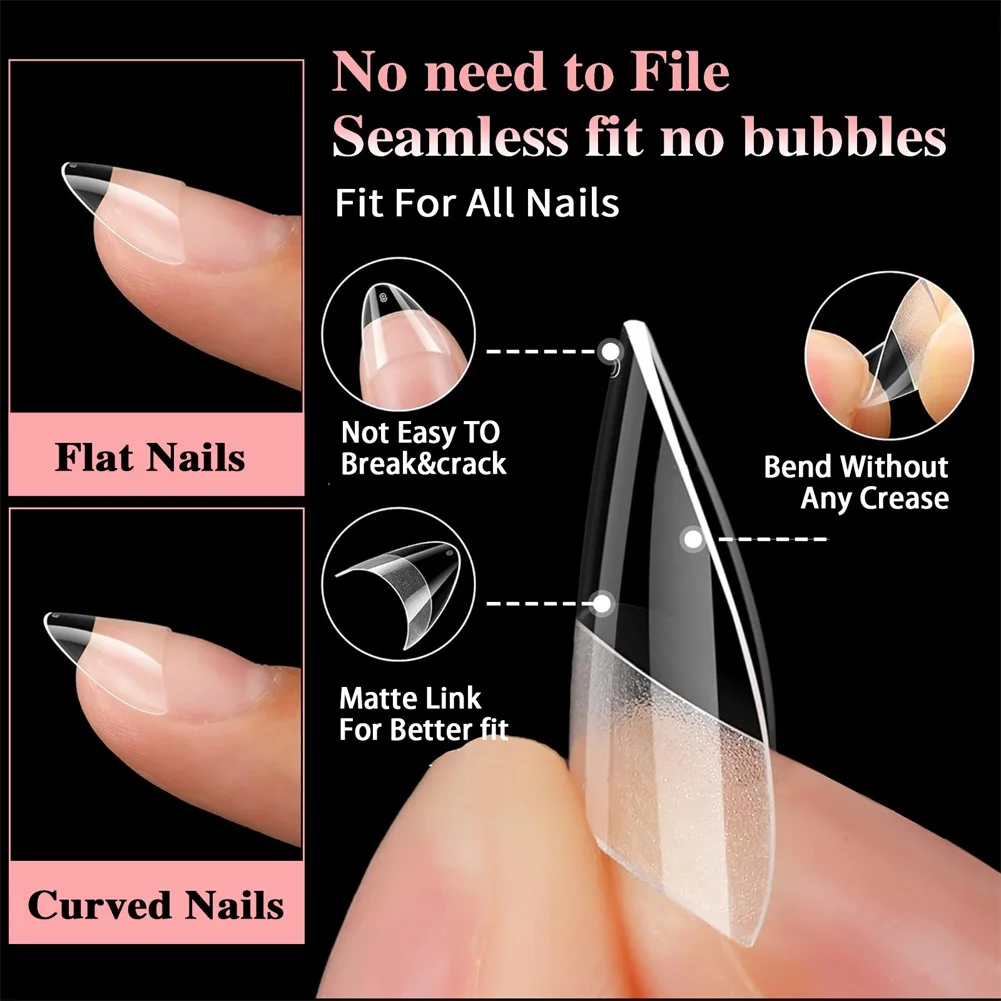 

600pcs Extra Short Nail Tips Full Cover No Sanding Soft Gel Pre-Etched Matte False Nails 12 Sizes Natural Look Manicure Salon