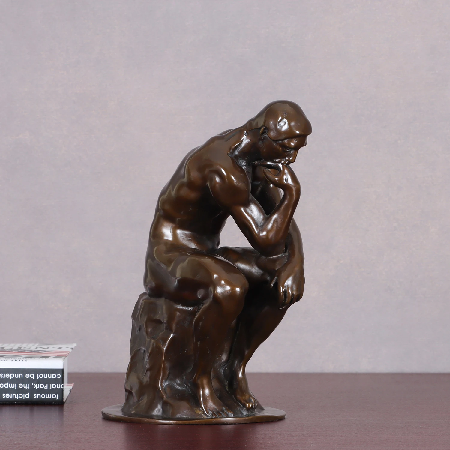 Elegant Bronze The Thinker Statue by Rodin Famous Sculpture Replica for Home Decoration Collection