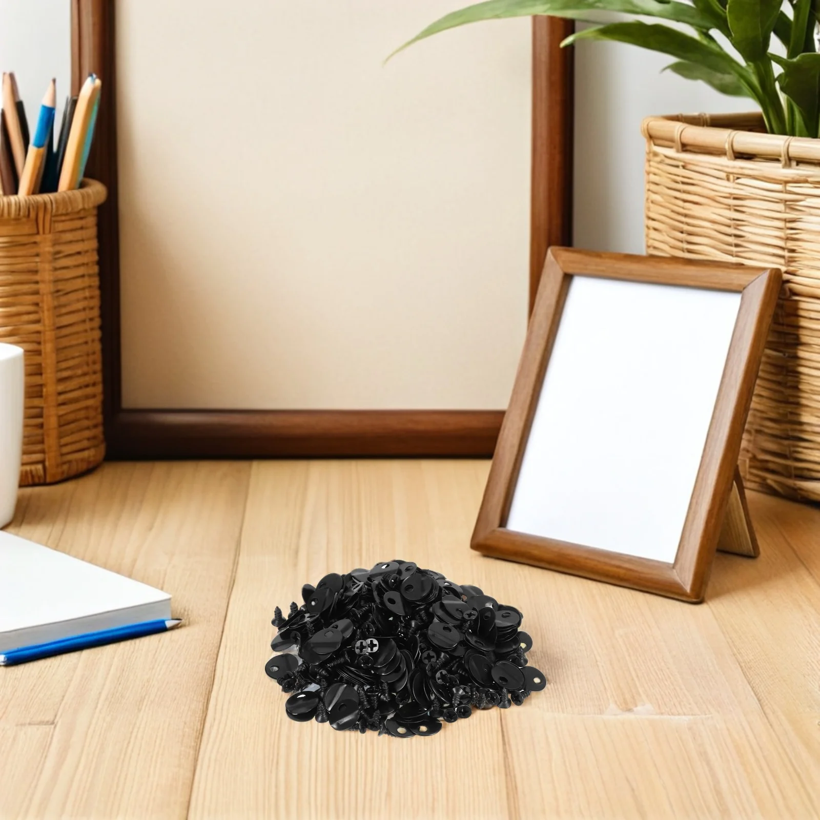 

200 set Photo Turn Button Fasteners 5X8Mm Black Iron Backing For Picture Hanging Diy Projects Photo Frame Hardware Clips Picture