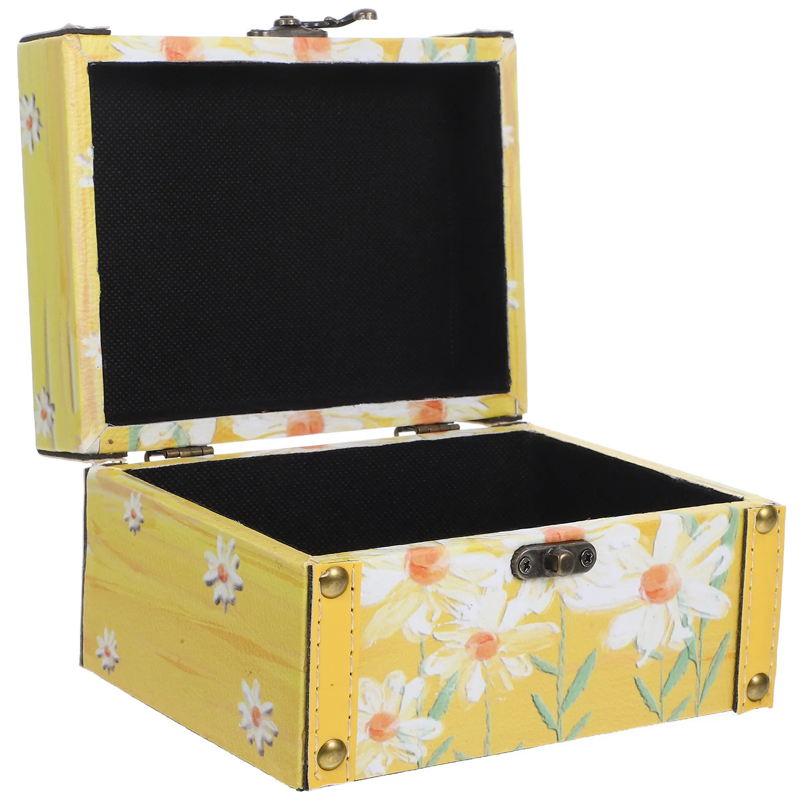 Elegant Oil Painting Pattern Wooden Storage Box Jewelry Organizer Keepsake Box Retro Desktop Treasure Chest Large Capacity Home