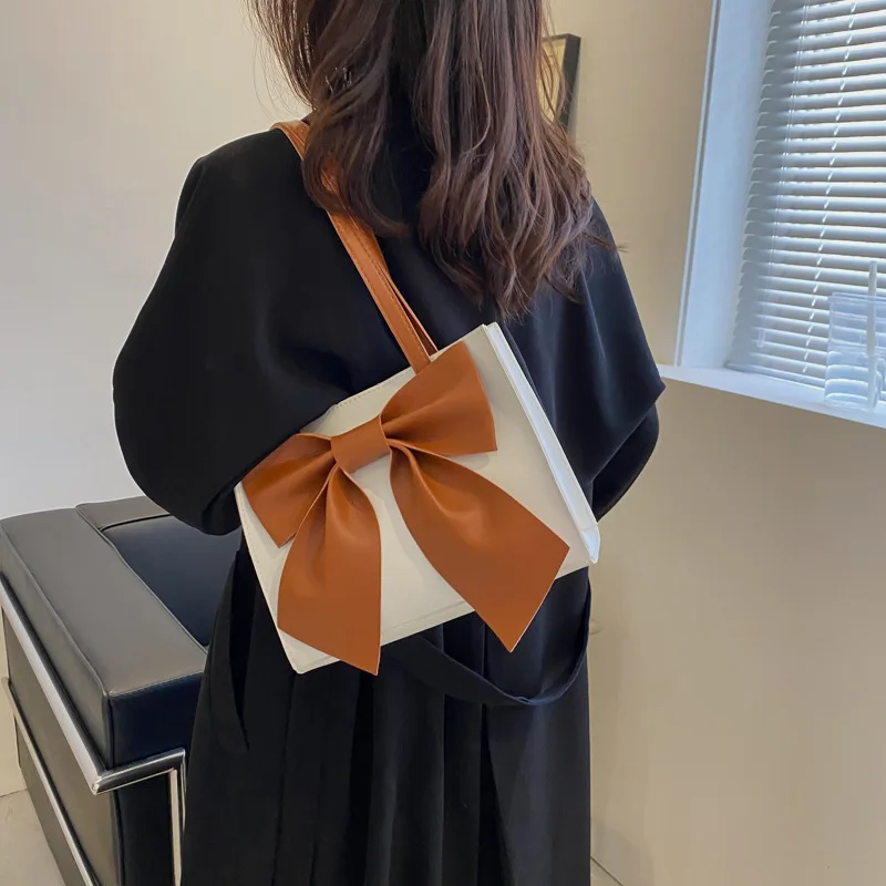 Spring Autumn Bag 2022 New Fashion Portable Women Bags Big Bow Shoulder Square Bag Leisure Bag