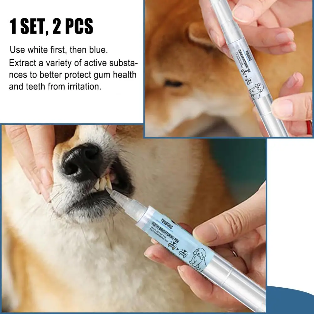 2pcs/set Pets Teeth Cleaning Pen Dogs Cats Tartar Remover Stones Scraper Cleaning Tools Remove Teeth Stains Gel Pet Oral Care