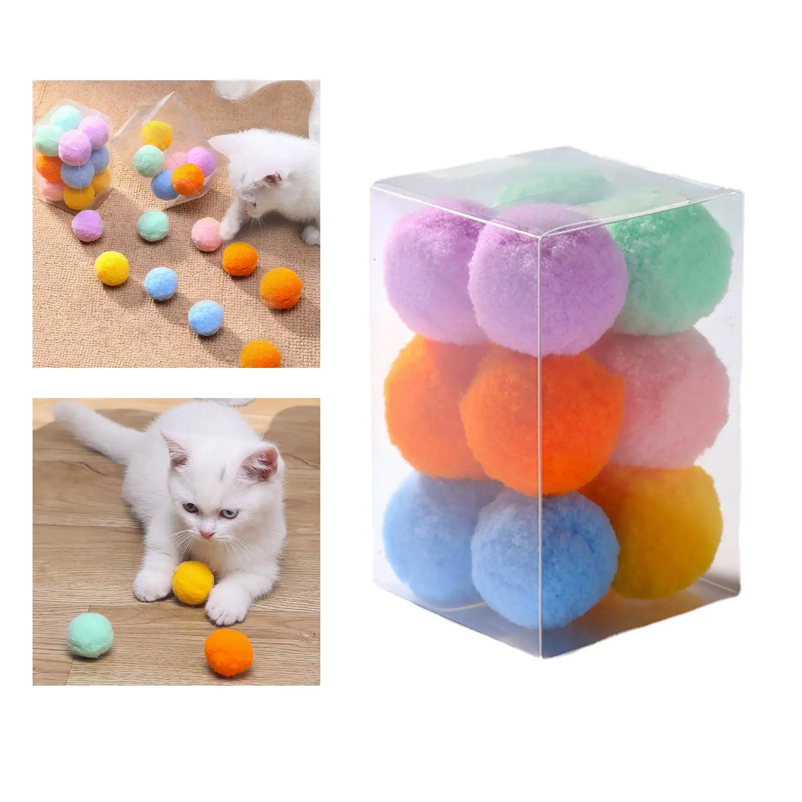 12 Pieces Stretch Plush Balls Cat Toys Plush Scratching Balls Molar Bite