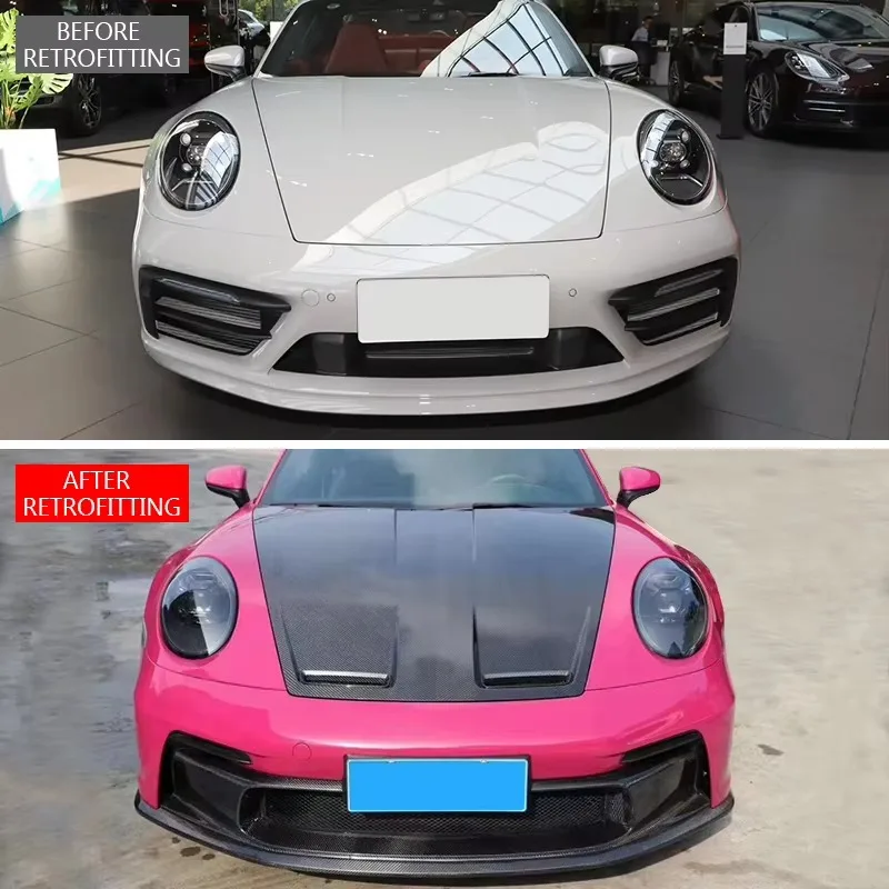 26 Style 2020-2024 Car Modification Upgraded Body Kits 992 Carbon Fiber Hood Front Bumper And Engine Hood New Condition For 911