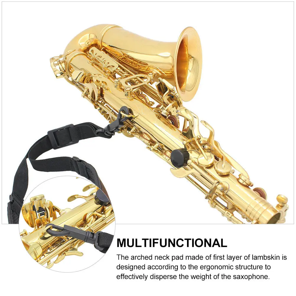 1 stuks saxofoon rugband verstelbare comfortabele schouderriem lamsvacht nekkussen ergonomisch ontwerp stressverminderende saxofoon