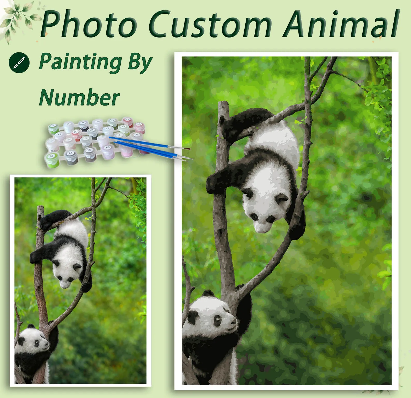 

Photo Custom Animal Paint by Numbers Oil Adult14+Beginners,24/36/48C DIY Acryl Cotton Canvas,NoFrame Painting Kits