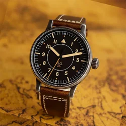 Hruodland F013 Watch For Men Old Treatment Retro Automatic Mechanical Men Pilot Watch SW200 100M Waterproof Wristwatch for Male