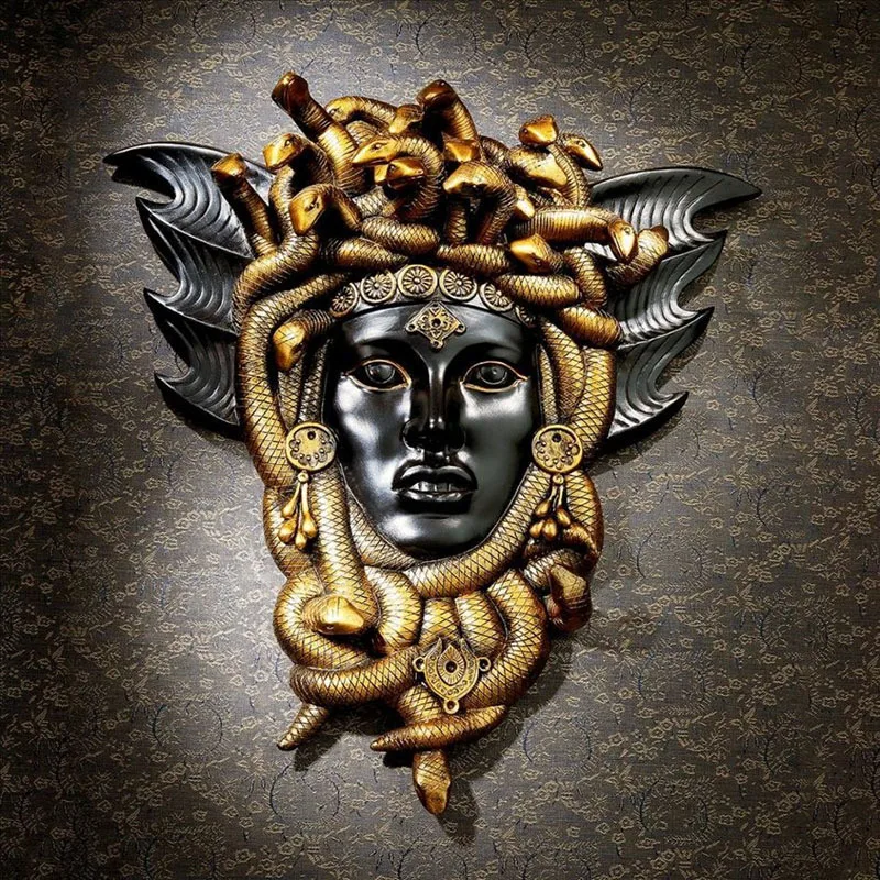 

Medusa Greek snake head wall plaque resin wall sculpture home decorations