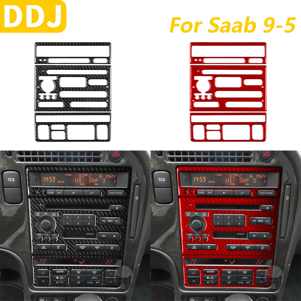 

Для Saab 9-5 2003 2004 2005 центральный кондиционер из углеродного волокна, радиоприемник переменного тока, панель управления компакт-диском, накладка, автомобильные аксессуары, наклейка