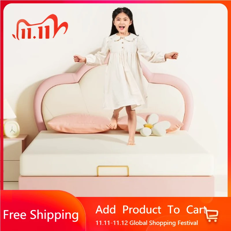 

Lazy Modern Childrens Bed Girls Pretty Pink Queen Children Beds Light Luxury Trendy Letto Matrimoniale Postmodern Furniture