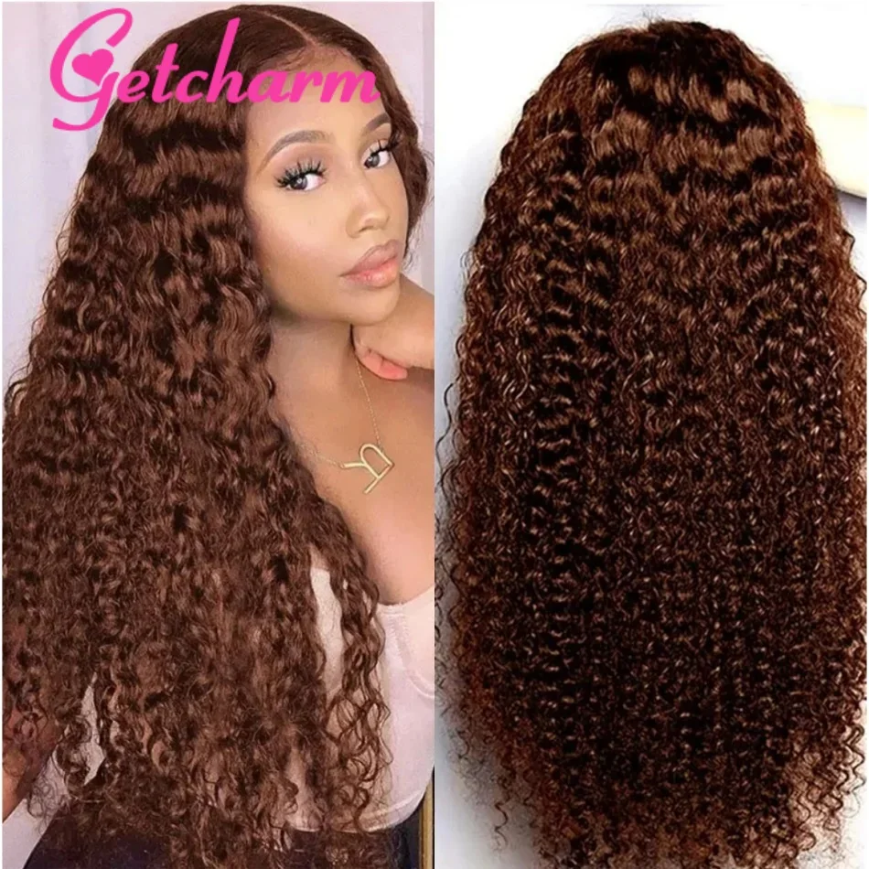 Chocolate Brown 13x4 Lace Front Wig Deep Curly Human Hair Wigs 5x5Glueless Wig Ready to Wear Water Wave Lace Front Wig for Women