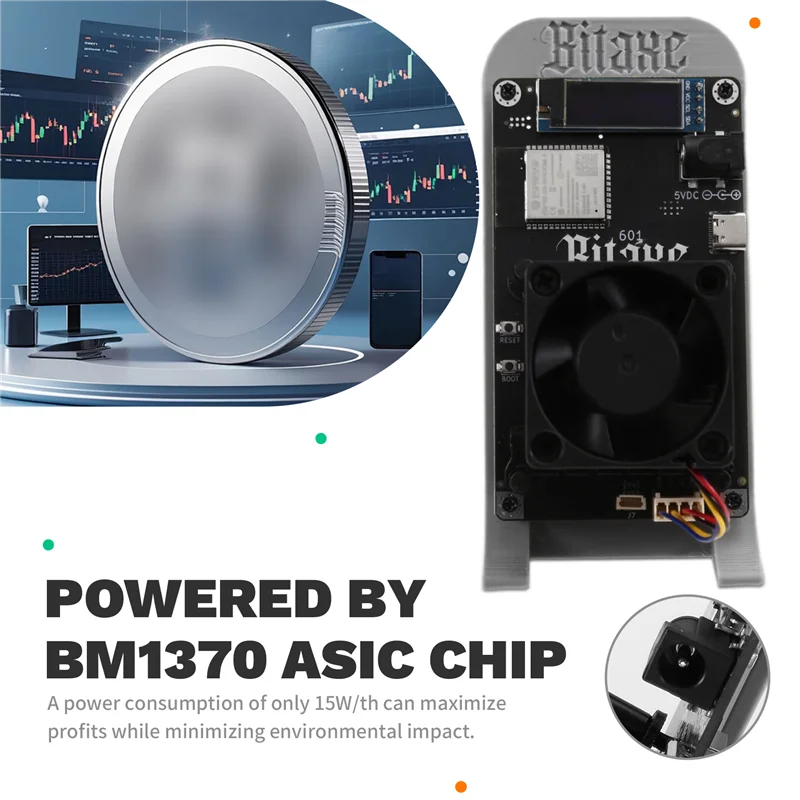 

Highly Recommended-Bitaxe Gamma 601, 1.2TH/S Solo Bitcoin Miner, BM1370 ASIC From Antminer S21 Pro, 18-22W, Grey, AU Plug Crypto