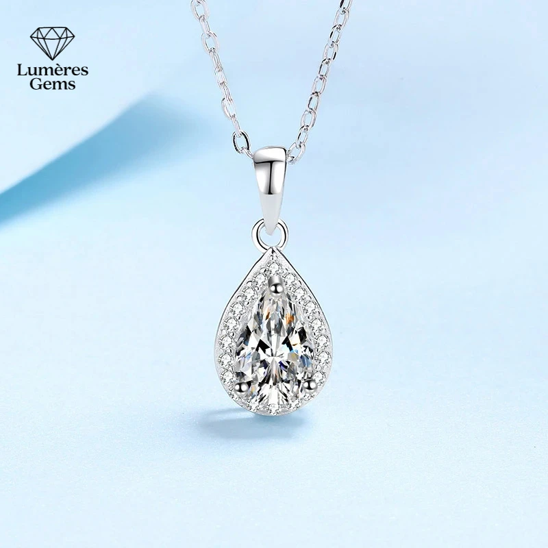 

Lady Platinum PT950 настоящее муассанитовое ожерелье 1 карат для женщин VVS D цветной бриллиантовый кулон для подруги ювелирные изделия в форме капли