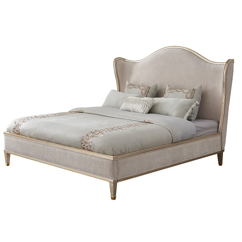 * American modern simple solid wood crown bed bedroom queen bed double bed