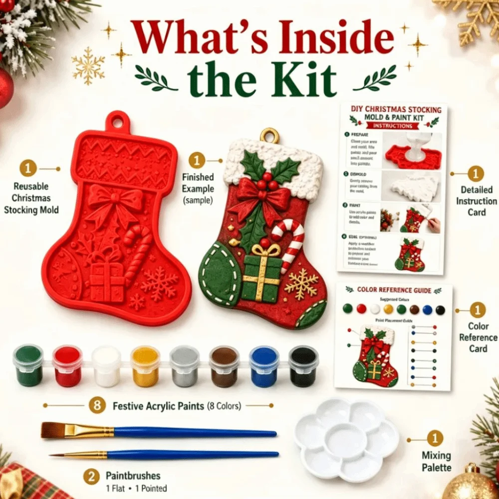 Gypsum Casting Christmas Mold Coloring Craft Set Christmas Craft Kit DIY Painting Craft Kit Painting Activity for Pigment Set