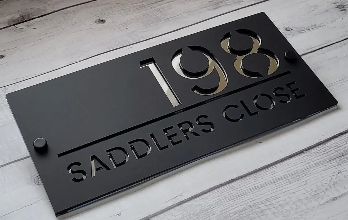 Customizable Outdoor Decorative Matte Grey Address Nameplate and House Number Plaque with Customizable Content