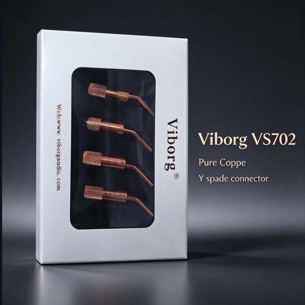 Viborg VS702R VS702G VS702S VS702 Pure Red Copper Rhodium Plated Spade Fork Plug HIFI Speaker Cable Spade Connector Top