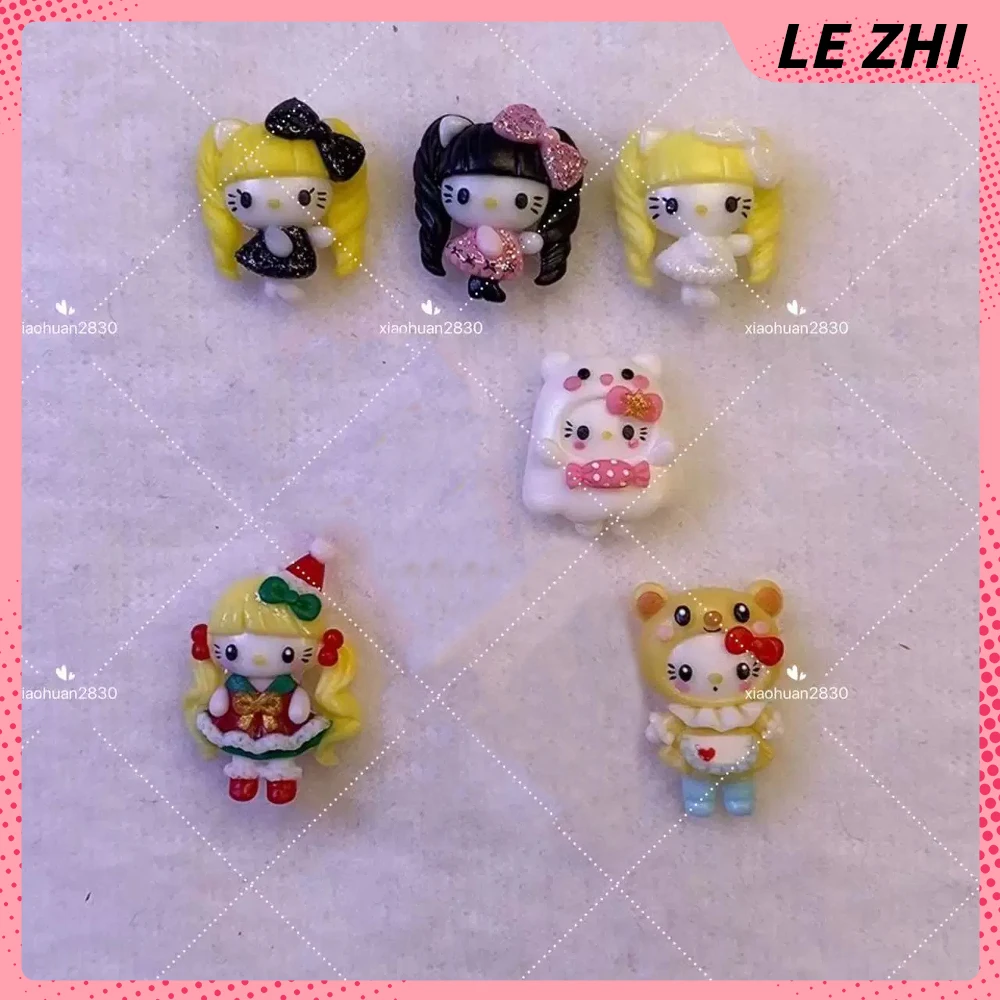 

Cartoon Anime Hello Kitty Costume Change Nail Mold Accessories Double Ponytails Bowknot Bear Finished Product Nail Supplies