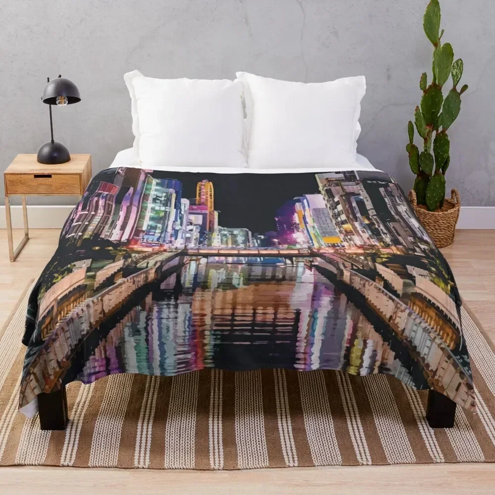 

Osaka, Japan Travel Artwork Throw Blanket Soft Home Decor Blanket for Couch Bedroom