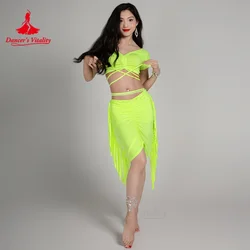 Belly Dancing Costume Set V-neck Short Sleeved Top+sexy Tassel Skirt 2pcs Girls' Oriental Dance Professional Training Clothes