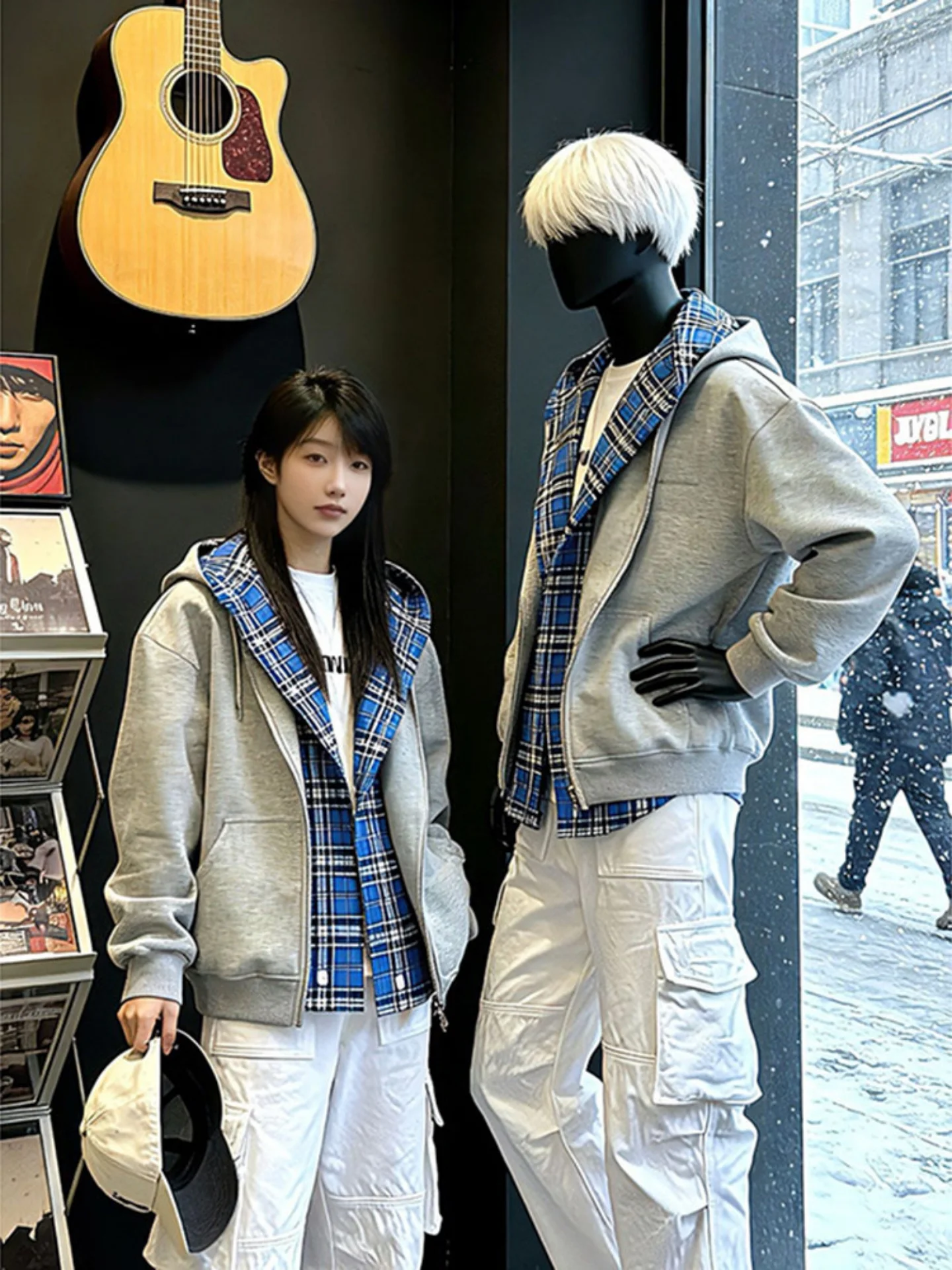 

Американский стиль: Мужская толстовка-кардиган с эффектом двухслойности, весенний дизайн, молодежный стиль CleanFit, женская повседневная куртка с длинным рукавом