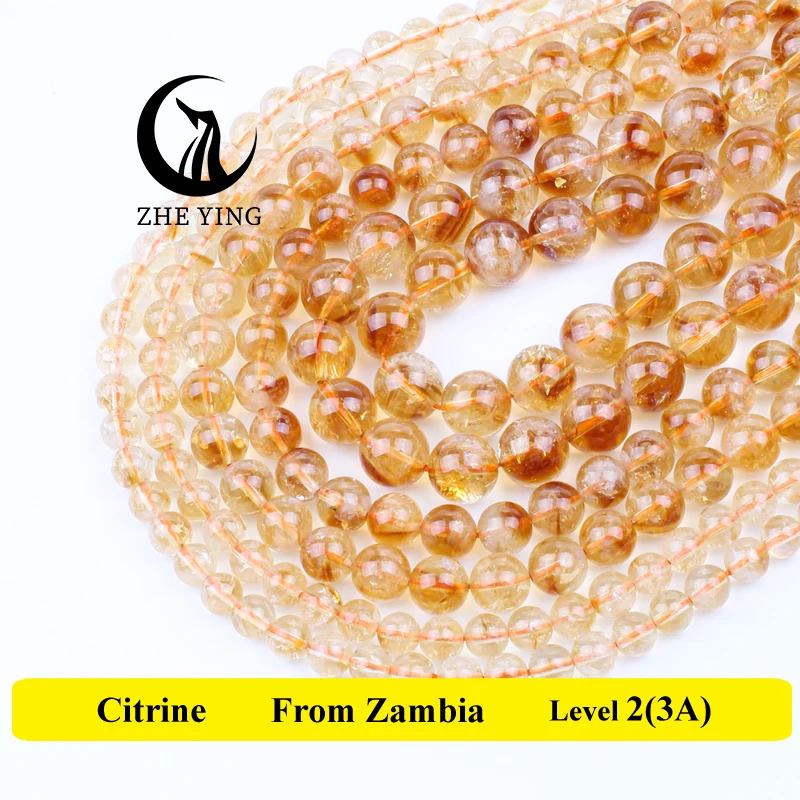 100% Natural Round Stone Citrines Beads For Jewelry Making 6 8 10mm Spacer Loose Beads Round Gemstone DIY Bracelet Necklace 15\'\'