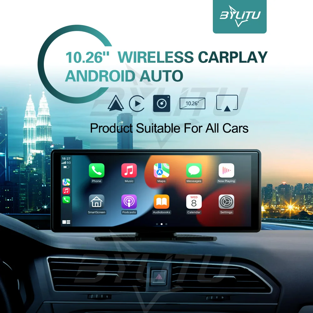 Wireless Carplay and Android Auto Wireless Mirroring Video Player 10.26-inch Car Universal Screen For Apple and Android phone