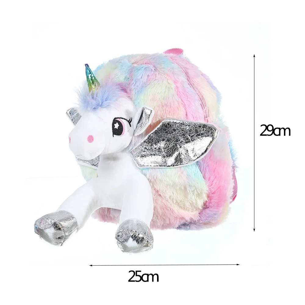 1 Pc Children\'S Girl Cute Colorful Plush Cartoon Unicorn Backpack Casual Backpack, Suitable For School,Travel,Holiday Gifts