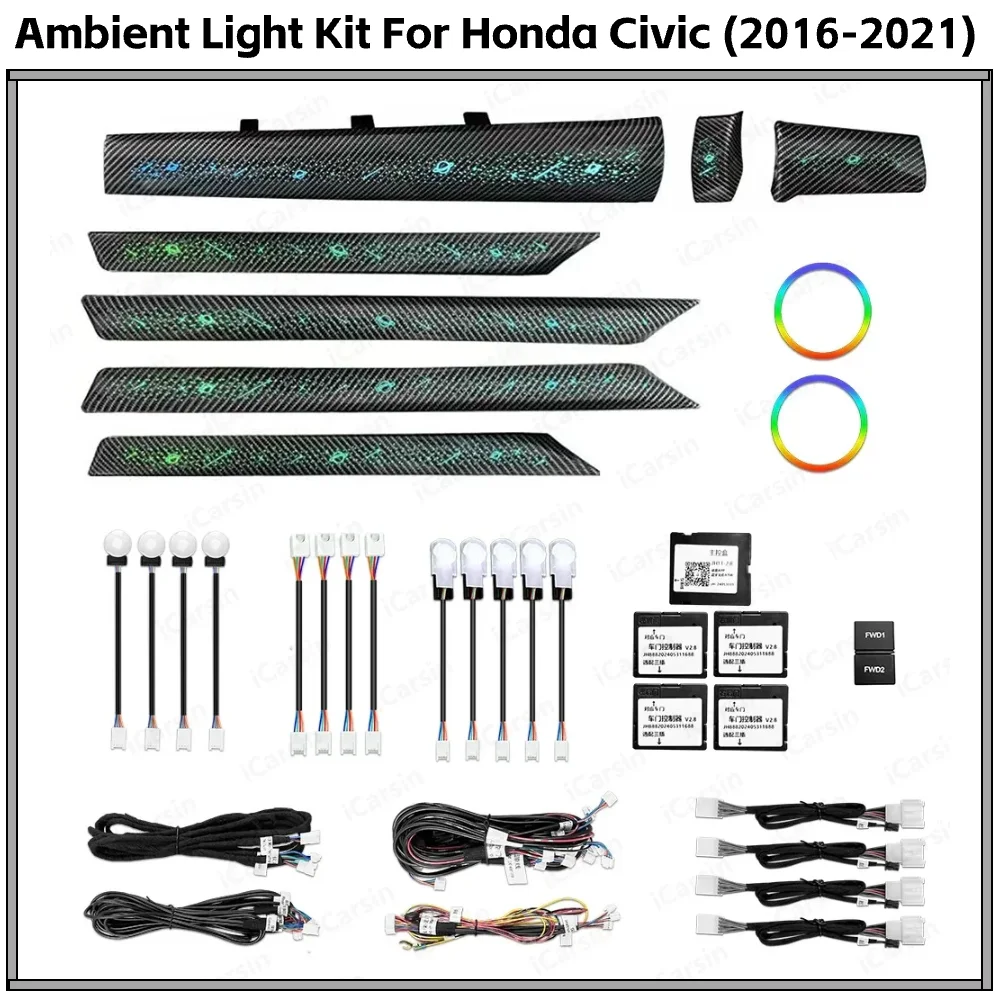 

Обновление RHD Symphony Led салон автомобиля окружающее освещение для Honda Civic десятого поколения 2016-2021 декоративные аксессуары