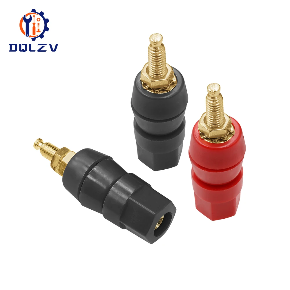 Gold Plated Copper Large Current Amplifier Audio Terminal 4mm Banana Socket Brass Binding Post Adapter Connector